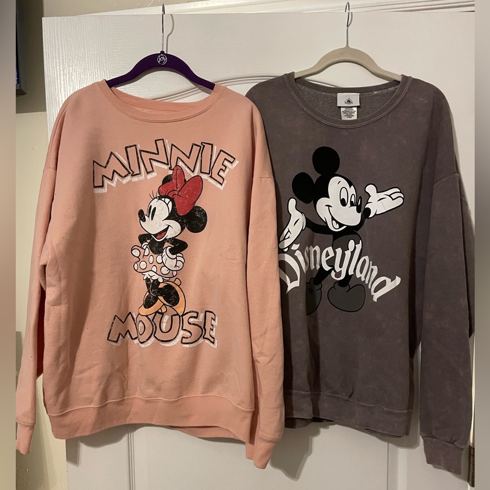 Disney Pink Minnie Mouse Sweatshirt & Disney Gray Mickey Disneyland Sweatshirt